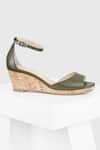 Shop_Oroh_Green Selina Plain Peep-toe Wedges _at_Aza_Fashions