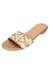 Sephyr_Gold Zardozi Gul Embroidered Flats _Online_at_Aza_Fashions