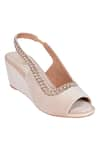 Shop_Veruschka by Payal Kothari_Cream Crystal Gabriella Embellished Wedges _at_Aza_Fashions