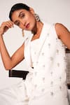 Nayantara Couture_White Poly Crepe Embellished Crystal And Bead Work Inaya Pant Set _Online_at_Aza_Fashions