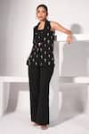 Buy_Nayantara Couture_Black Poly Crepe Embellished Crystal And Bead Work Inaya Pant Set _at_Aza_Fashions