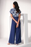 Shop_Nayantara Couture_Blue Polyester Georgette Embroidered Sequin And Cut Dana Sienna Yoke Jumpsuit_at_Aza_Fashions