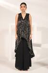 Buy_Nayantara Couture_Black Tunic Viscose Satin Organza Embellished Evelyn And Palazzo Set _at_Aza_Fashions