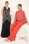 Nayantara Couture_Black Tunic Viscose Satin Organza Embellished Evelyn And Palazzo Set _Online_at_Aza_Fashions