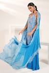 Nayantara Couture_Blue Kurta Viscose Crepe Embroidered Pearl Round Daisy Sharara Set _Online_at_Aza_Fashions