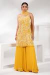 Buy_Nayantara Couture_Yellow Kurta Viscose Crepe Embroidered Daisy Sequin Sharara Set _at_Aza_Fashions