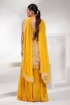 Shop_Nayantara Couture_Yellow Kurta Viscose Crepe Embroidered Daisy Sequin Sharara Set _at_Aza_Fashions