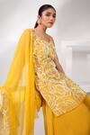 Buy_Nayantara Couture_Yellow Kurta Viscose Crepe Embroidered Daisy Sequin Sharara Set _Online_at_Aza_Fashions