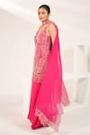 Nayantara Couture_Fuchsia Kurta Viscose Crepe Embroidered Daisy Rose Sharara Set _at_Aza_Fashions
