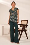 Buy_Nayantara Couture_Green Viscose Crepe Printed And Hand Lucy Thread Top & Pant Set _at_Aza_Fashions