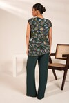 Shop_Nayantara Couture_Green Viscose Crepe Printed And Hand Lucy Thread Top & Pant Set _at_Aza_Fashions