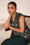 Buy_Nayantara Couture_Green Viscose Crepe Printed And Hand Lucy Thread Top & Pant Set _Online_at_Aza_Fashions