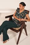 Nayantara Couture_Green Viscose Crepe Printed And Hand Lucy Thread Top & Pant Set _at_Aza_Fashions