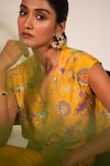 Buy_Nayantara Couture_Yellow Viscose Crepe Printed And Hand Lucy Floral Top & Pant Set _Online_at_Aza_Fashions