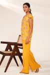 Nayantara Couture_Yellow Viscose Crepe Printed And Hand Lucy Floral Top & Pant Set _at_Aza_Fashions