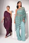 Buy_Nayantara Couture_Purple Poly Crepe Embroidered Sequin One Shoulder Neck Neriah Dress_Online_at_Aza_Fashions