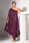 Nayantara Couture_Purple Poly Crepe Embroidered Sequin One Shoulder Neck Neriah Dress_at_Aza_Fashions