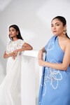 Buy_Nayantara Couture_Blue Poly Crepe Embroidered Sequin One Shoulder Neriah Floral Dress _Online_at_Aza_Fashions