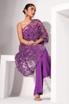 Nayantara Couture_Purple Cape 100% Cotton Embroidered Floral Zhuri Cut Work Pant Set _Online_at_Aza_Fashions