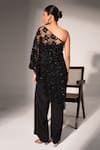 Shop_Nayantara Couture_Black Cape 100% Cotton Embroidered Floral Zhuri Lace Pant Set _at_Aza_Fashions