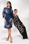 Nayantara Couture_Blue Dress Viscose Satin Organza Embroidered Aurelia Floral Pleated _Online_at_Aza_Fashions