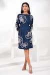 Shop_Nayantara Couture_Blue Dress Viscose Satin Organza Embroidered Aurelia Floral Pleated _Online_at_Aza_Fashions