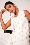 Nayantara Couture_White Poly Crepe Embellished Crystal And Bead Work Inaya & Top Set _Online_at_Aza_Fashions