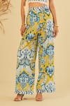 Buy_Sage Saga_Yellow Poplin Floral Amarilla Pattern Pant _Online_at_Aza_Fashions