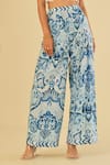 Buy_Sage Saga_Blue Poplin Floral Azul Blossom Pattern Pant _Online_at_Aza_Fashions