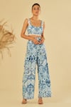 Shop_Sage Saga_Blue Poplin Floral Azul Blossom Pattern Pant _Online_at_Aza_Fashions