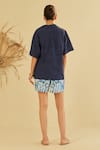 Shop_Sage Saga_Blue Poplin Embellished Floral Shirt Schiffli Pattern Shorts Set _at_Aza_Fashions
