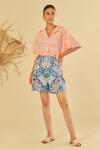Buy_Sage Saga_Pink Poplin Embellished Pesca Schiffli Pattern Shirt Shorts Set _at_Aza_Fashions