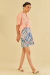 Sage Saga_Pink Poplin Embellished Pesca Schiffli Pattern Shirt Shorts Set _at_Aza_Fashions