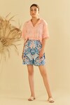 Buy_Sage Saga_Pink Poplin Embellished Pesca Schiffli Pattern Shirt With Shorts _at_Aza_Fashions