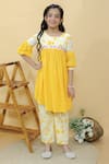 Buy_Kalp_Yellow Kurta Cotton Hakoba And Dainty Dusk Anarkali & Pant Set  _at_Aza_Fashions