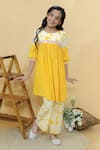 Shop_Kalp_Yellow Kurta Cotton Hakoba And Dainty Dusk Anarkali & Pant Set  _Online_at_Aza_Fashions