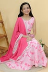 Kalp_Pink Blouse And Lehenga Cotton Hakoba Embroidered Ruby Ruffles Set _Online_at_Aza_Fashions