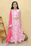 Buy_Kalp_Pink Blouse And Lehenga Cotton Hakoba Embroidered Ruby Ruffles Set _Online_at_Aza_Fashions