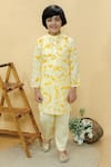 Buy_Kalp_Yellow Kurta Cotton Hakoba Tie Dye Solar Symphony Set  _at_Aza_Fashions