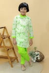 Kalp_Green Kurta Cotton Hakoba Tie Dye Tanay Pattern Set _Online_at_Aza_Fashions