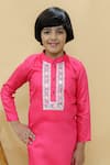 Kalp_Pink Jam Cotton Embroidered Floral Rudra Lace Kurta Set  _Online_at_Aza_Fashions