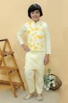 Buy_Kalp_Yellow Kurta And Pyjama Jam Cotton Tie Dye Ishan Bundi & Set  _at_Aza_Fashions