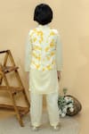 Shop_Kalp_Yellow Kurta And Pyjama Jam Cotton Tie Dye Ishan Bundi & Set  _at_Aza_Fashions