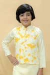 Kalp_Yellow Kurta And Pyjama Jam Cotton Tie Dye Ishan Bundi & Set  _Online_at_Aza_Fashions