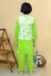 Shop_Kalp_Green Kurta And Pyjama Jam Cotton Tie Dye Dhairya Bundi & Set  _at_Aza_Fashions