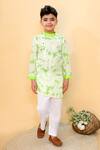 Buy_Kalp_Green Kurta Cotton Hakoba Tie Dye Lime Blossom Bliss Set  _at_Aza_Fashions