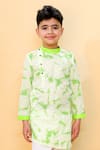 Kalp_Green Kurta Cotton Hakoba Tie Dye Lime Blossom Bliss Set  _Online_at_Aza_Fashions