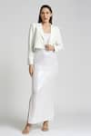 Buy_Emblaze_White Viscose Knit Embroidery Sequin Dress Scoop Neck Work With Blazer _at_Aza_Fashions