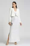 Buy_Emblaze_White Viscose Knit Embroidery Sequin Dress Scoop Neck Work With Blazer _Online_at_Aza_Fashions