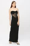 Emblaze_Black Viscose Sweetheart Neck Corset Gown _Online_at_Aza_Fashions